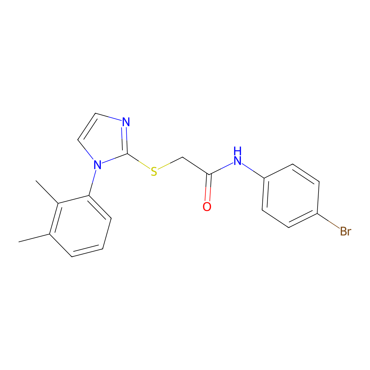 N-(4-bromophenyl)-2-((1-(2,3-dimethylphenyl)-1H-imidazol-2-yl)thio)acetamide molecular structure, CAS 851131-50-5