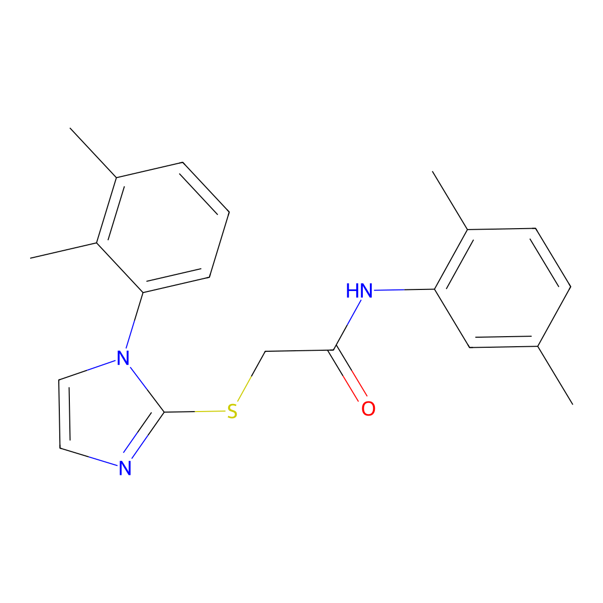 N-(2,5-dimethylphenyl)-2-((1-(2,3-dimethylphenyl)-1H-imidazol-2-yl)thio)acetamide molecular structure, CAS 851131-55-0
