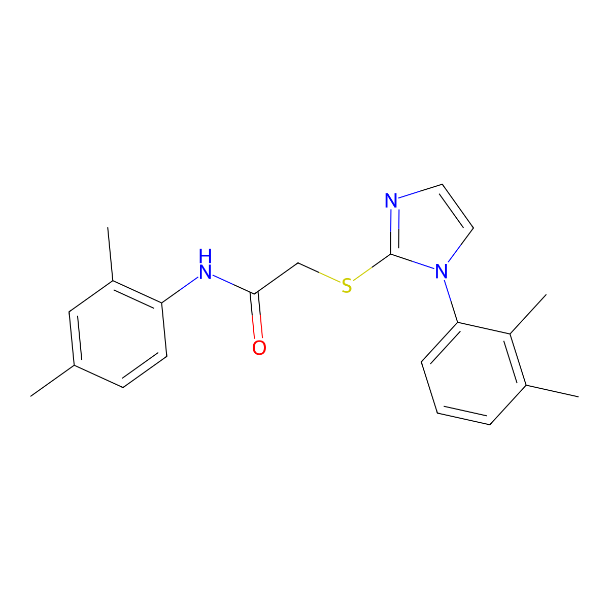N-(2,4-dimethylphenyl)-2-[1-(2,3-dimethylphenyl)imidazol-2-yl]sulfanylacetamide molecular structure, CAS 851131-56-1