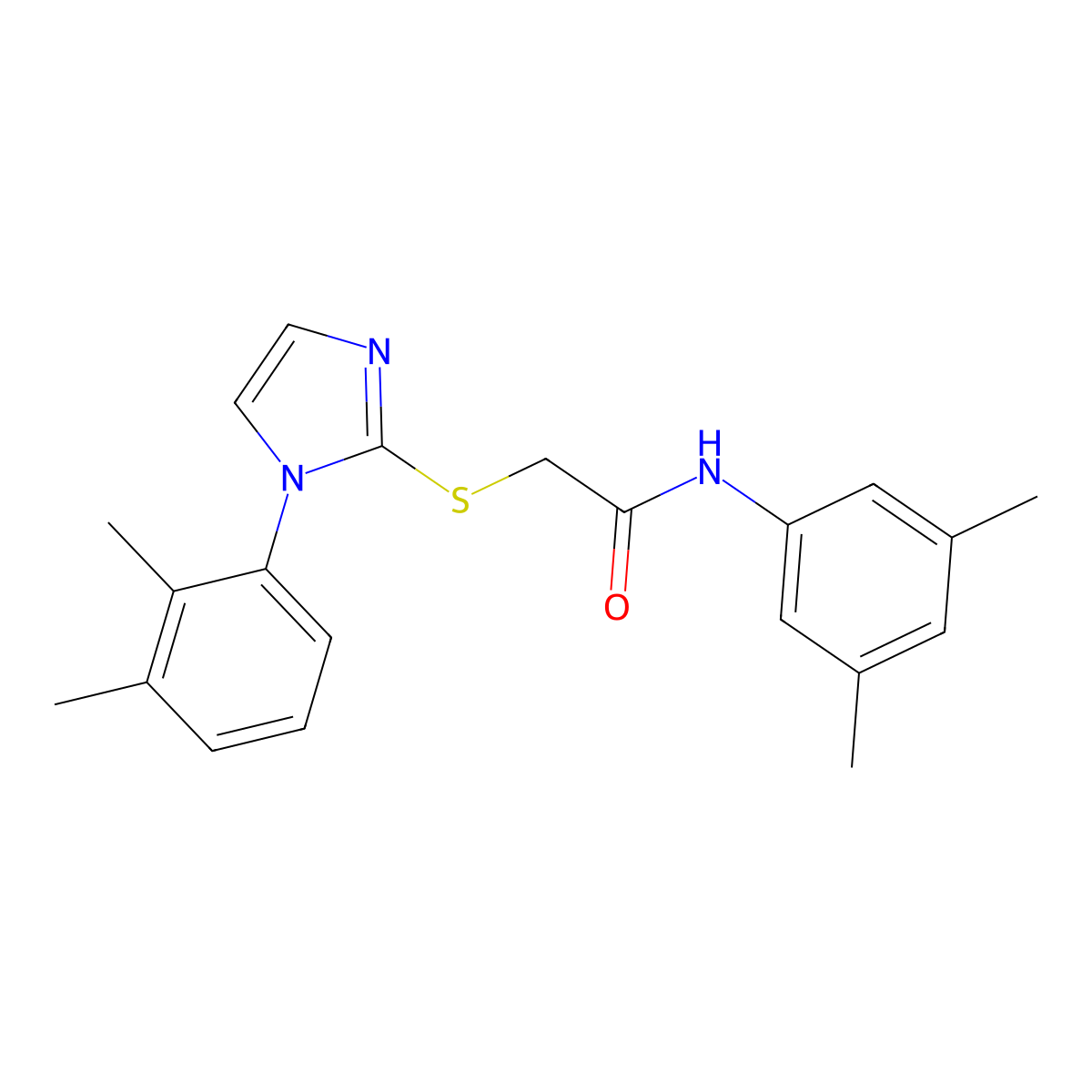 N-(3,5-dimethylphenyl)-2-[1-(2,3-dimethylphenyl)imidazol-2-yl]sulfanylacetamide molecular structure, CAS 851131-57-2
