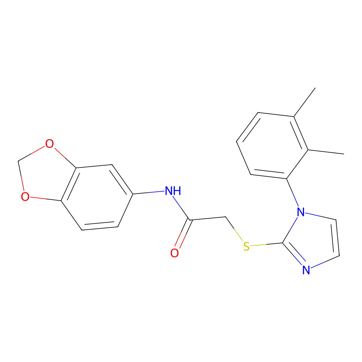N-(benzo[d][1,3]dioxol-5-yl)-2-((1-(2,3-dimethylphenyl)-1H-imidazol-2-yl)thio)acetamide molecular structure, CAS 851131-59-4