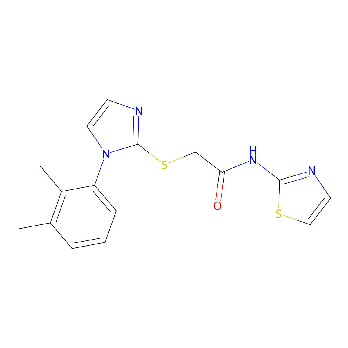2-((1-(2,3-dimethylphenyl)-1H-imidazol-2-yl)thio)-N-(thiazol-2-yl)acetamide molecular structure, CAS 851131-64-1