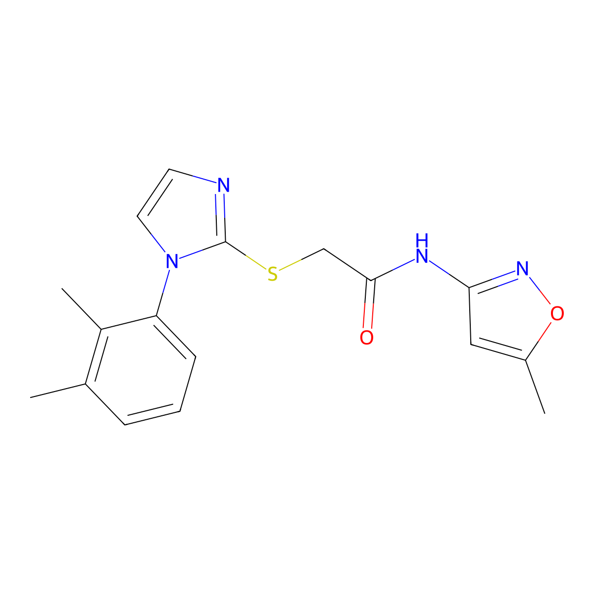 2-[1-(2,3-dimethylphenyl)imidazol-2-yl]sulfanyl-N-(5-methyl-1,2-oxazol-3-yl)acetamide molecular structure, CAS 851131-65-2