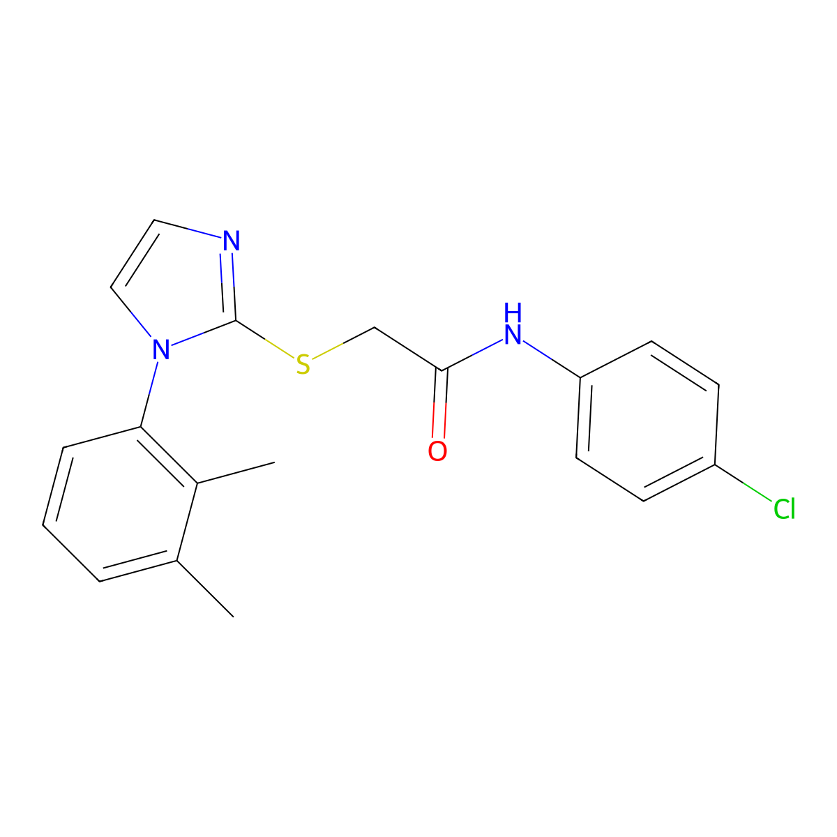 N-(4-chlorophenyl)-2-[1-(2,3-dimethylphenyl)imidazol-2-yl]sulfanylacetamide molecular structure, CAS 851131-68-5