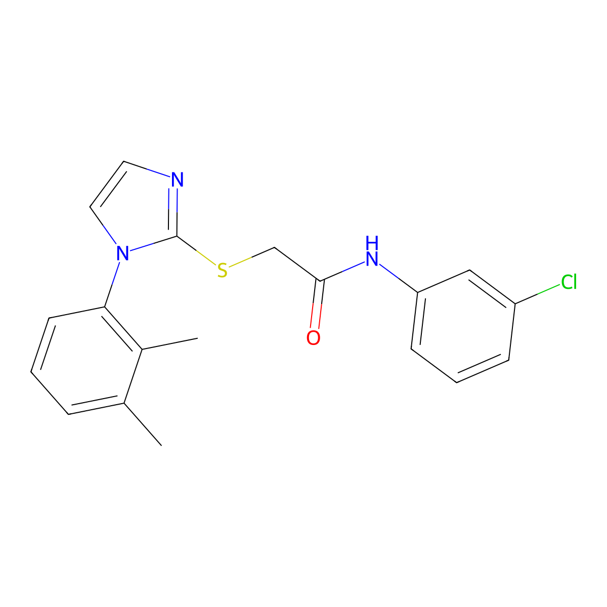 N-(3-chlorophenyl)-2-[1-(2,3-dimethylphenyl)imidazol-2-yl]sulfanylacetamide molecular structure, CAS 851131-69-6