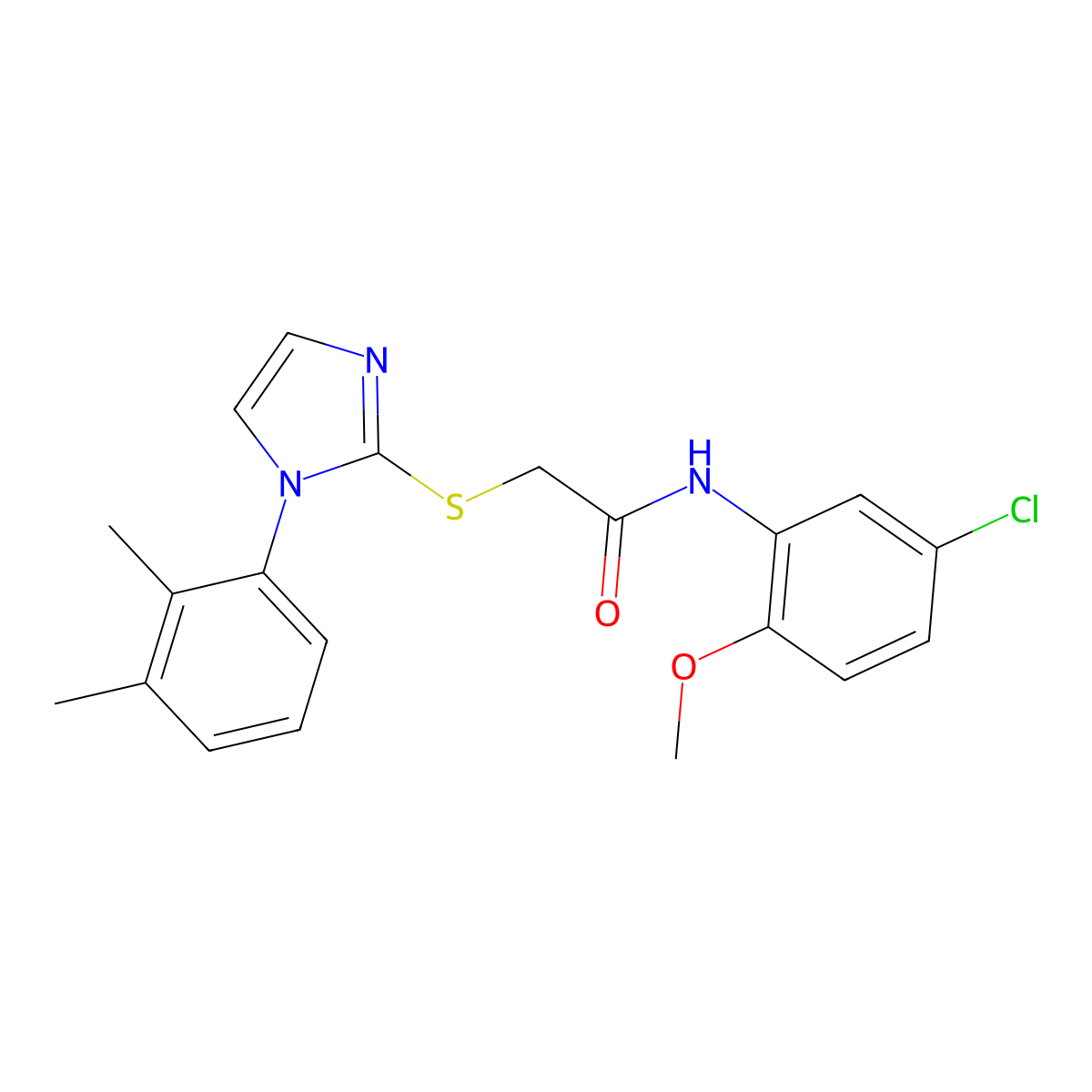 N-(5-chloro-2-methoxyphenyl)-2-((1-(2,3-dimethylphenyl)-1H-imidazol-2-yl)thio)acetamide molecular structure, CAS 851131-72-1