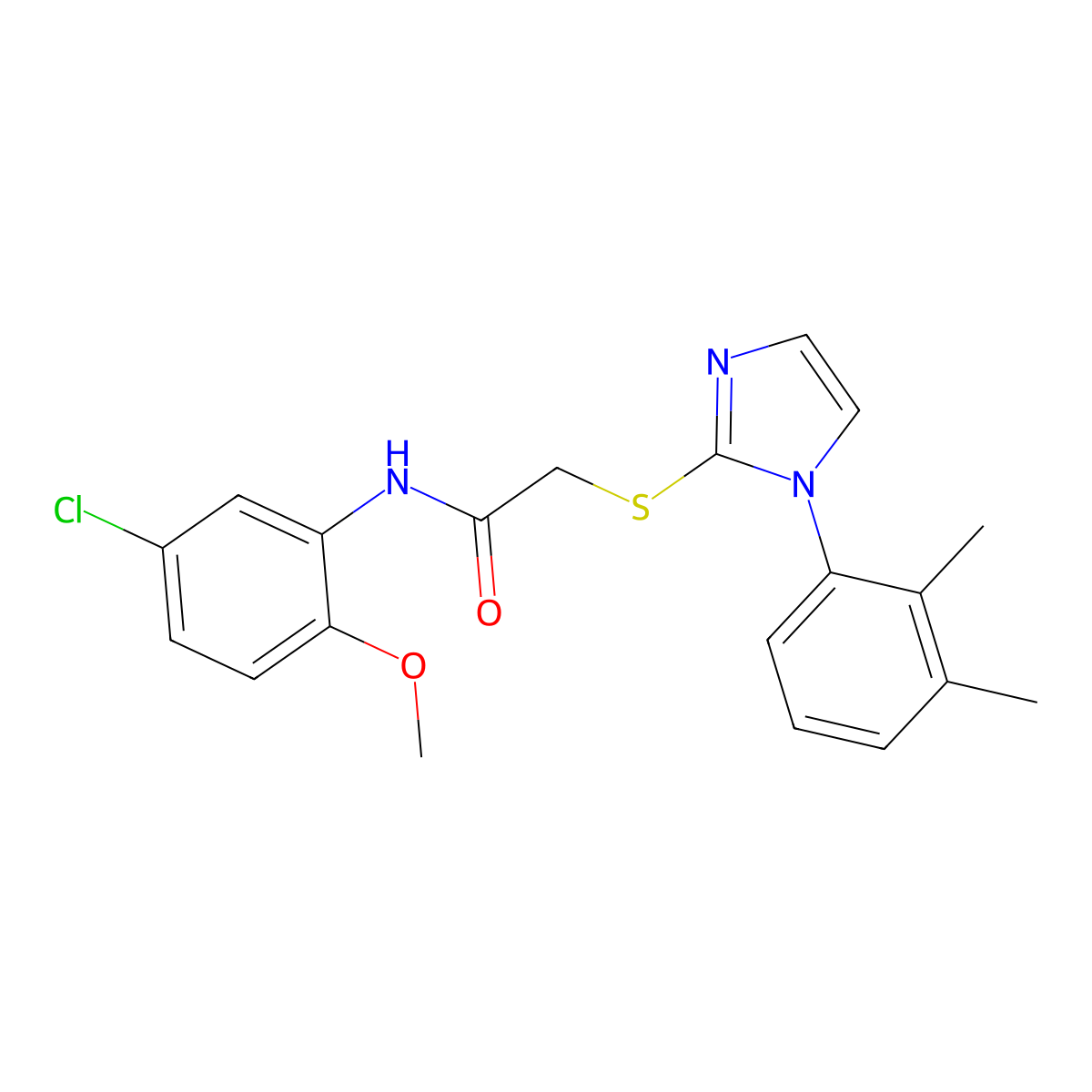 N-(5-chloro-2-methoxyphenyl)-2-((1-(2,3-dimethylphenyl)-1H-imidazol-2-yl)thio)acetamide molecular structure, CAS 851131-72-1