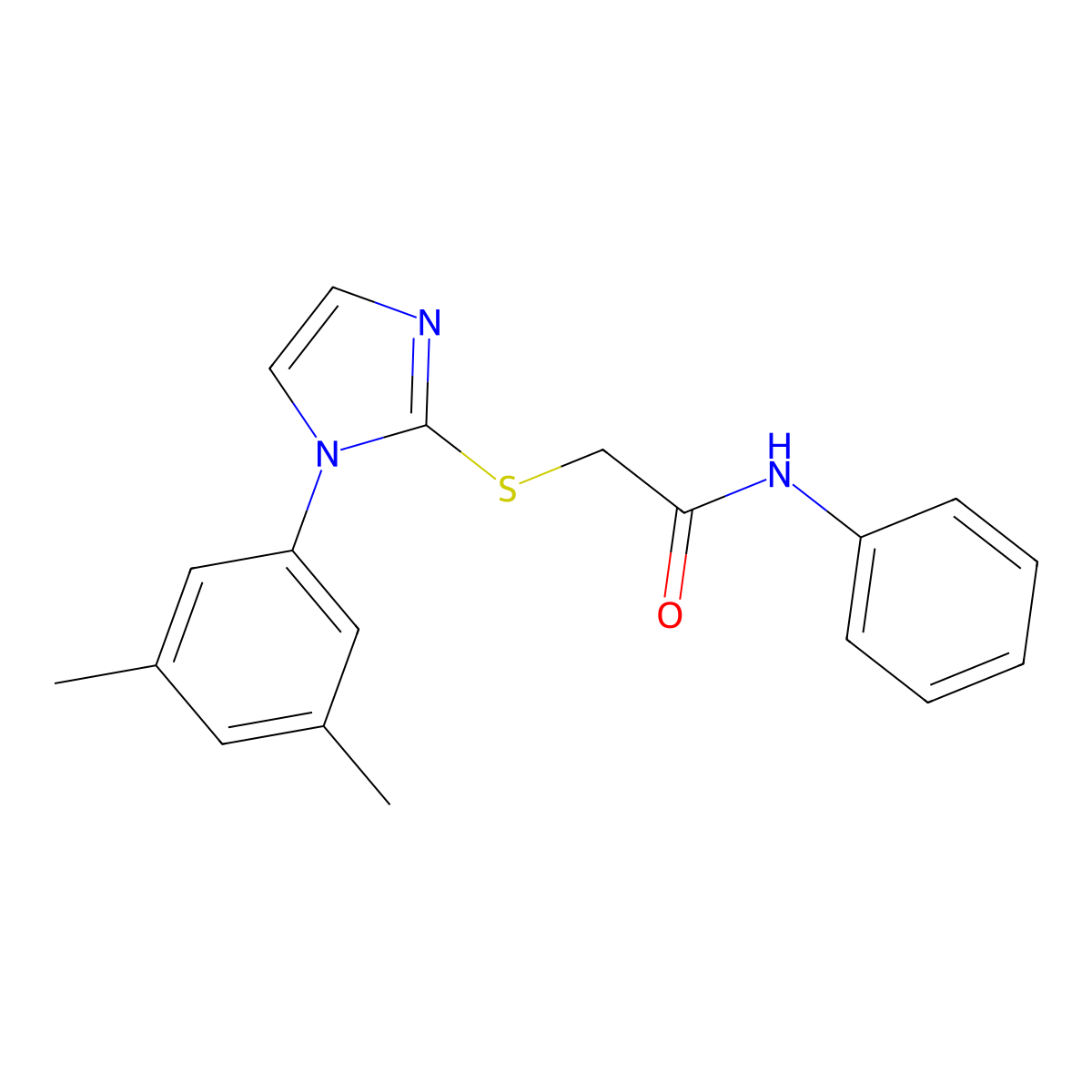2-((1-(3,5-dimethylphenyl)-1H-imidazol-2-yl)thio)-N-phenylacetamide molecular structure, CAS 851131-86-7