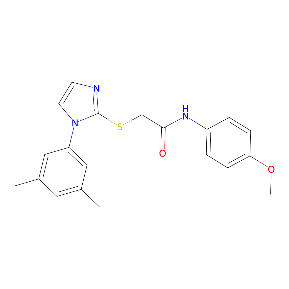 2-[1-(3,5-dimethylphenyl)imidazol-2-yl]sulfanyl-N-(4-methoxyphenyl)acetamide molecular structure, CAS 851131-88-9