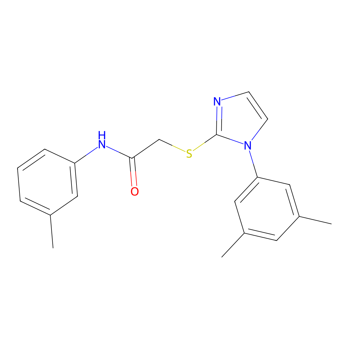 2-[1-(3,5-dimethylphenyl)imidazol-2-yl]sulfanyl-N-(3-methylphenyl)acetamide molecular structure, CAS 851131-93-6