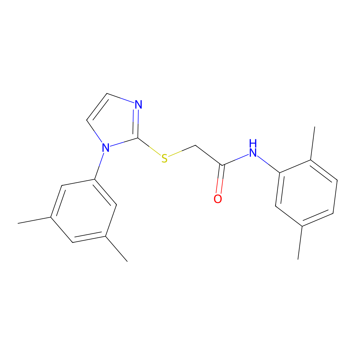 N-(2,5-dimethylphenyl)-2-((1-(3,5-dimethylphenyl)-1H-imidazol-2-yl)thio)acetamide molecular structure, CAS 851131-96-9