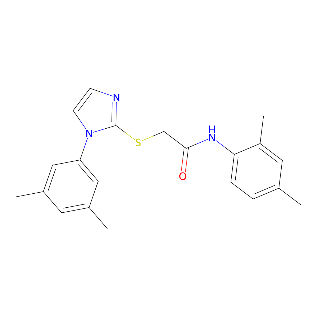 N-(2,4-dimethylphenyl)-2-((1-(3,5-dimethylphenyl)-1H-imidazol-2-yl)thio)acetamide molecular structure, CAS 851131-97-0