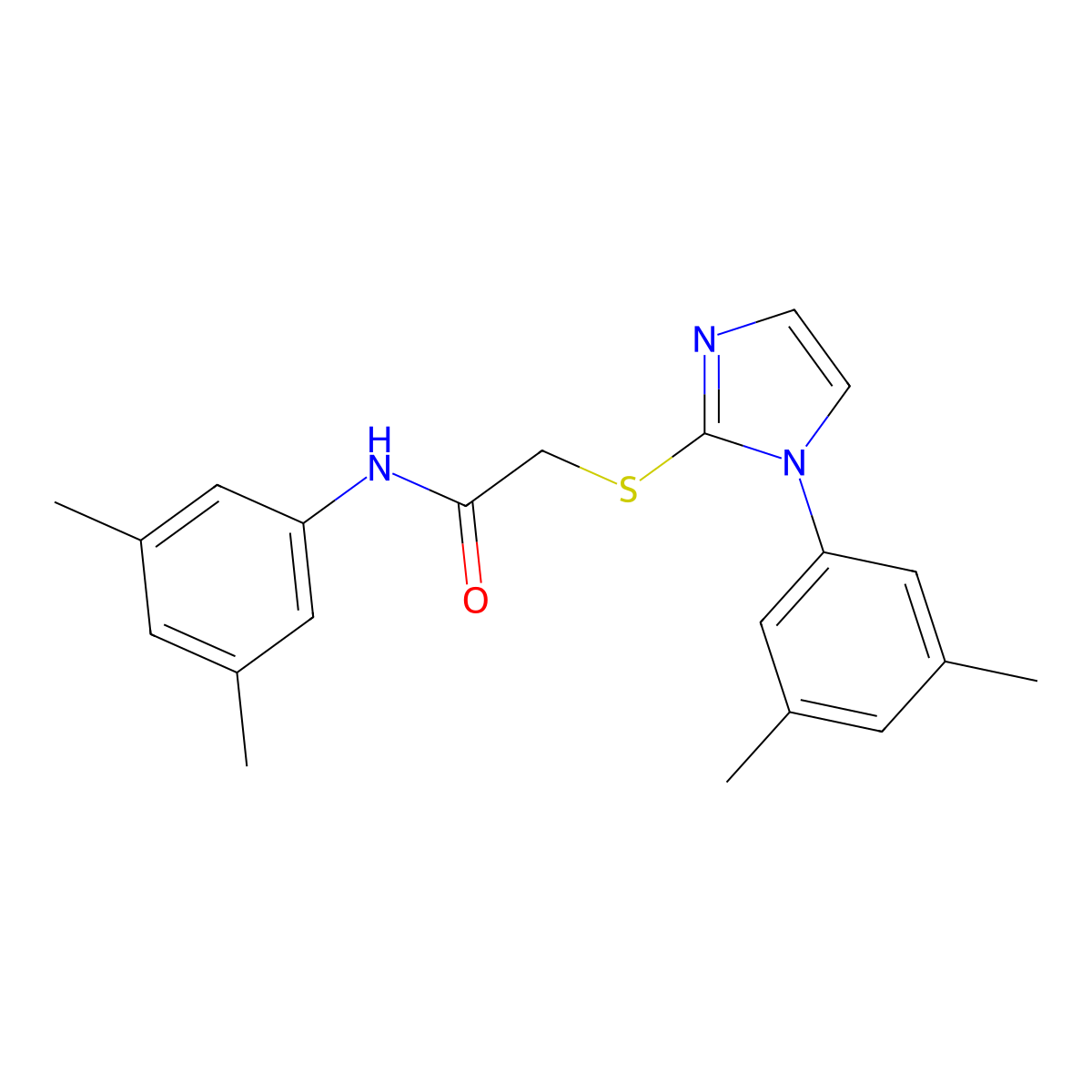 N-(3,5-dimethylphenyl)-2-[1-(3,5-dimethylphenyl)imidazol-2-yl]sulfanylacetamide molecular structure, CAS 851131-98-1