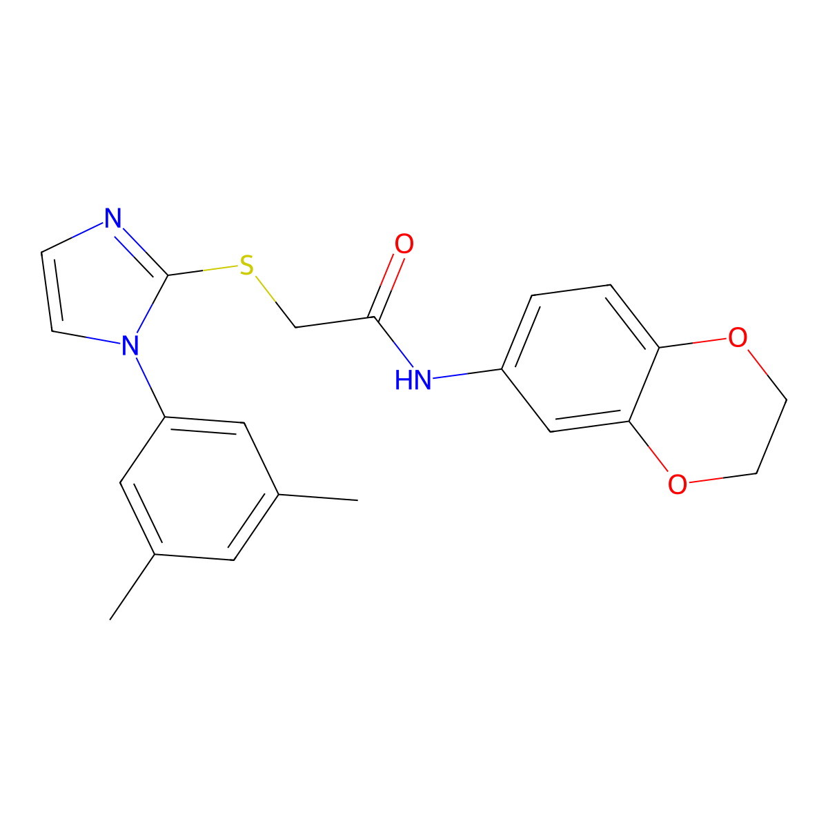 N-(2,3-dihydro-1,4-benzodioxin-6-yl)-2-{[1-(3,5-dimethylphenyl)-1H-imidazol-2-yl]sulfanyl}acetamide molecular structure, CAS 851132-01-9