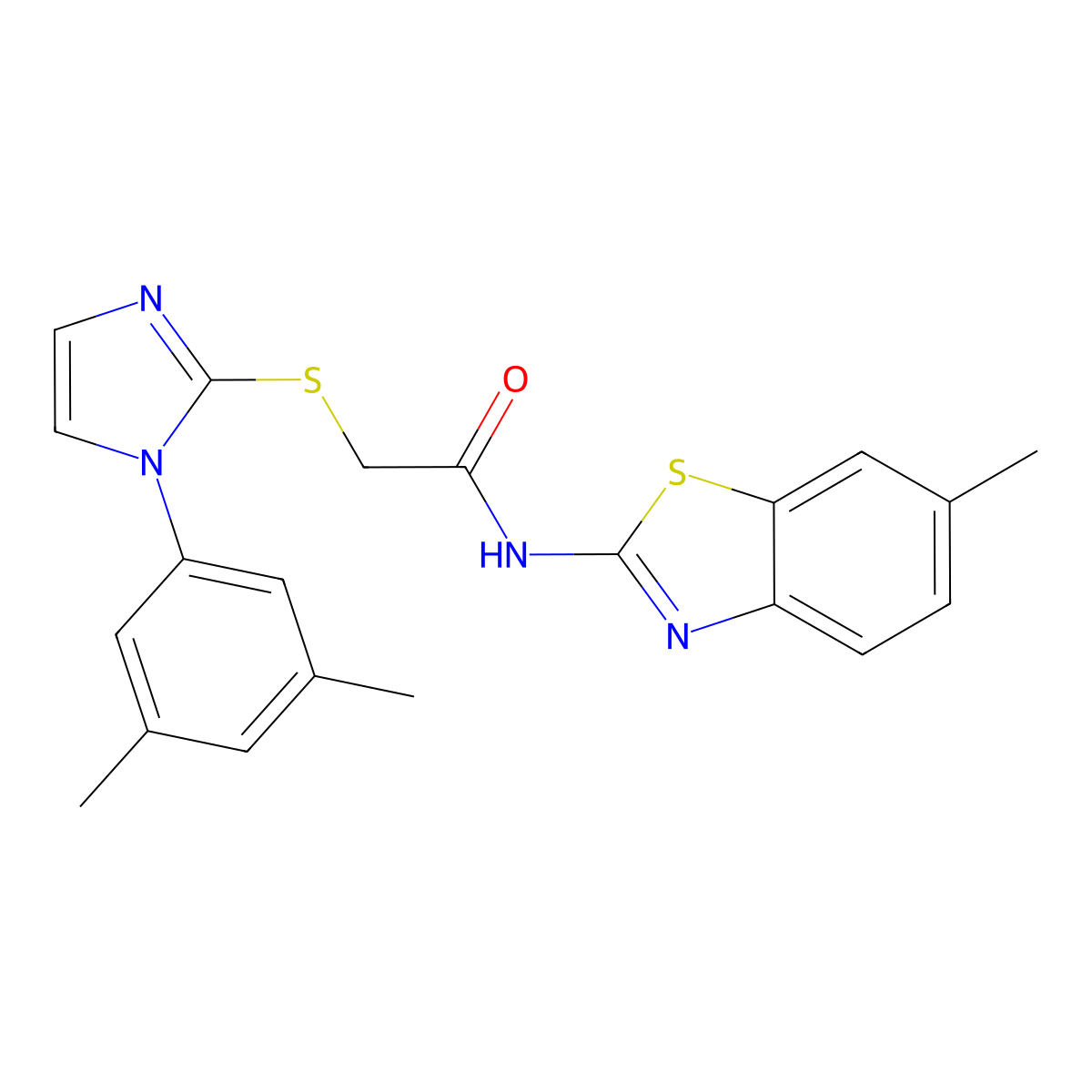 2-((1-(3,5-dimethylphenyl)-1H-imidazol-2-yl)thio)-N-(6-methylbenzo[d]thiazol-2-yl)acetamide molecular structure, CAS 851132-06-4