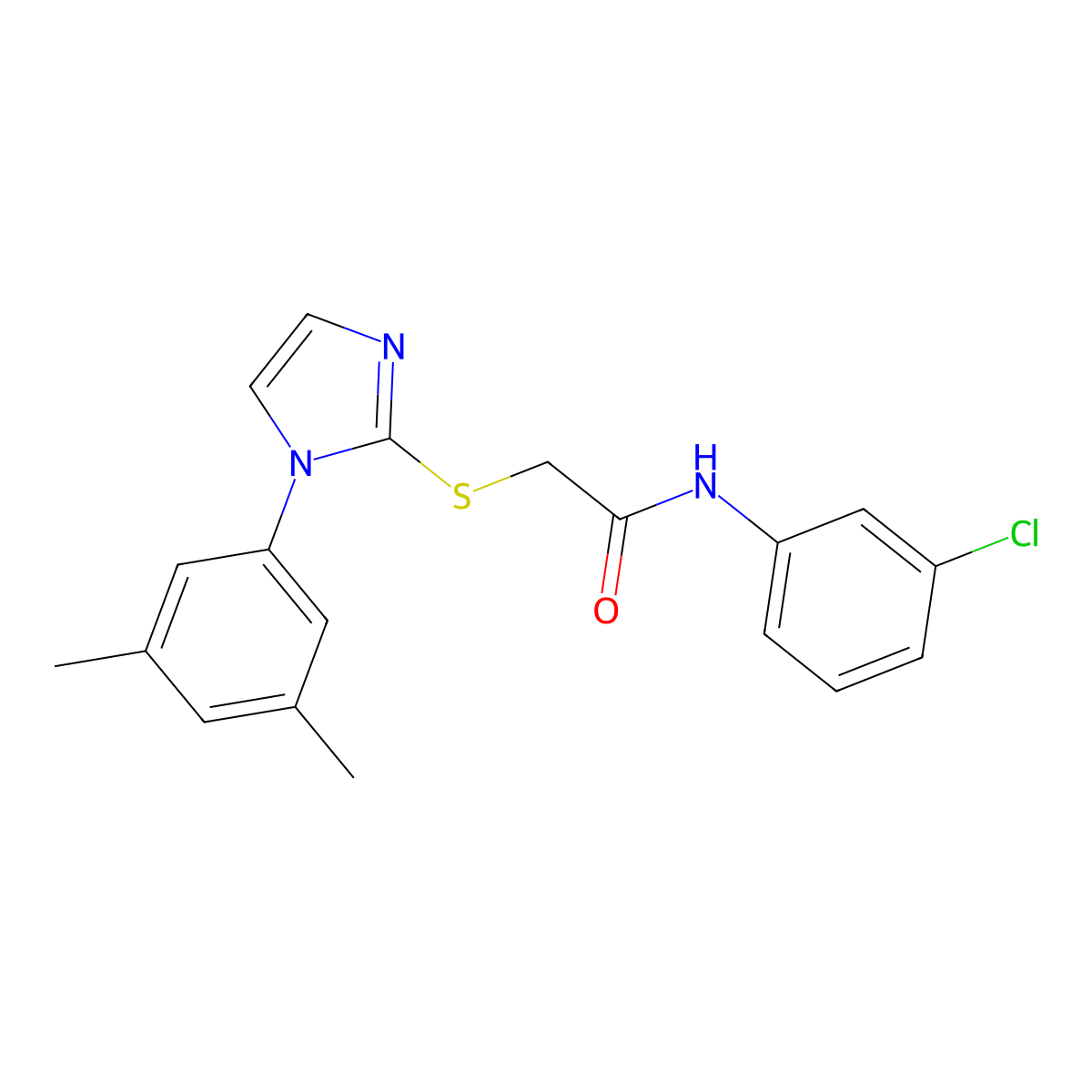 N-(3-chlorophenyl)-2-[1-(3,5-dimethylphenyl)imidazol-2-yl]sulfanylacetamide molecular structure, CAS 851132-12-2