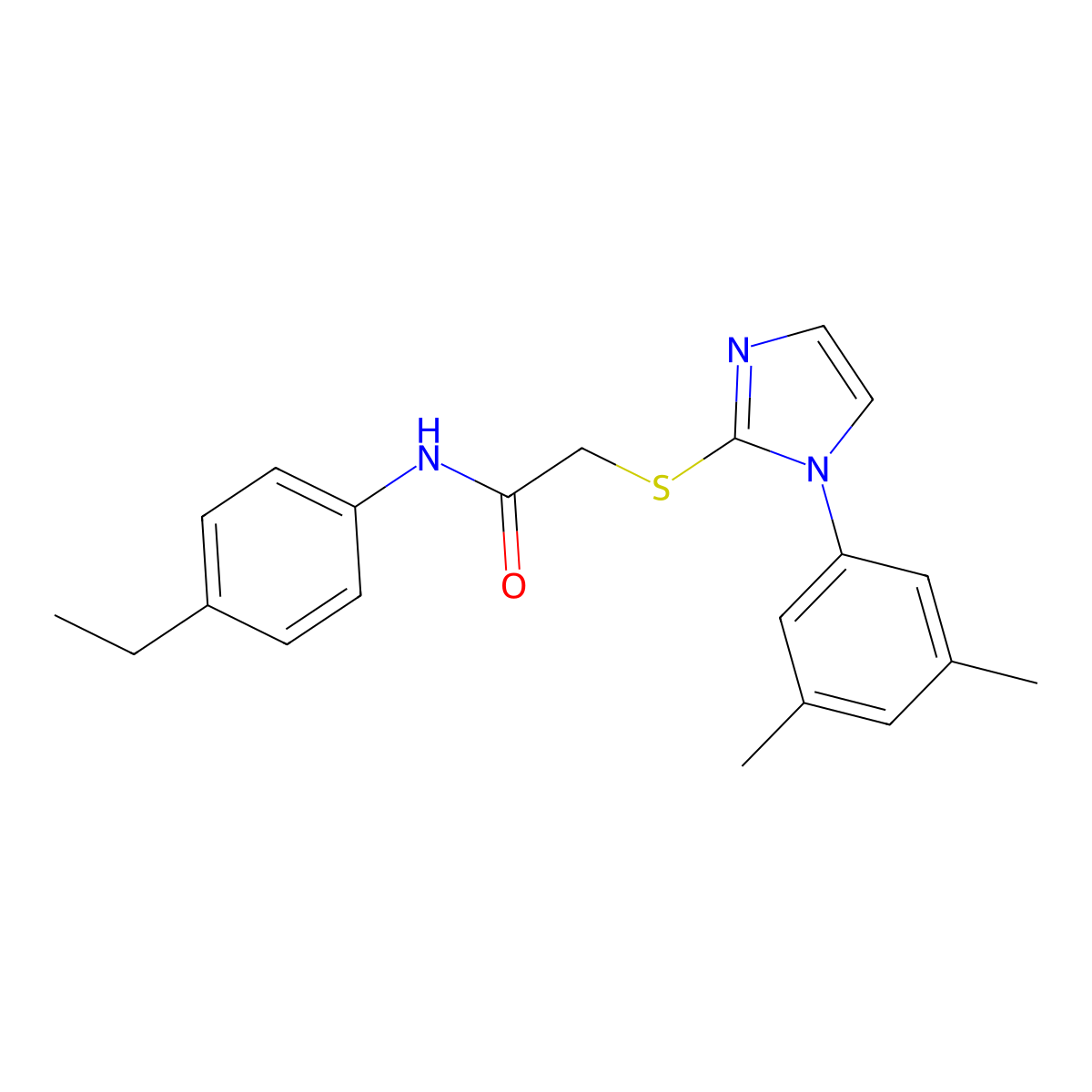 2-[1-(3,5-dimethylphenyl)imidazol-2-yl]sulfanyl-N-(4-ethylphenyl)acetamide molecular structure, CAS 851132-14-4