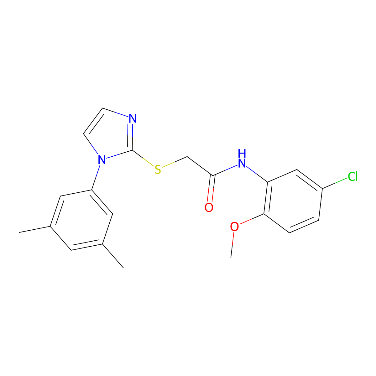 N-(5-chloro-2-methoxyphenyl)-2-((1-(3,5-dimethylphenyl)-1H-imidazol-2-yl)thio)acetamide molecular structure, CAS 851132-15-5