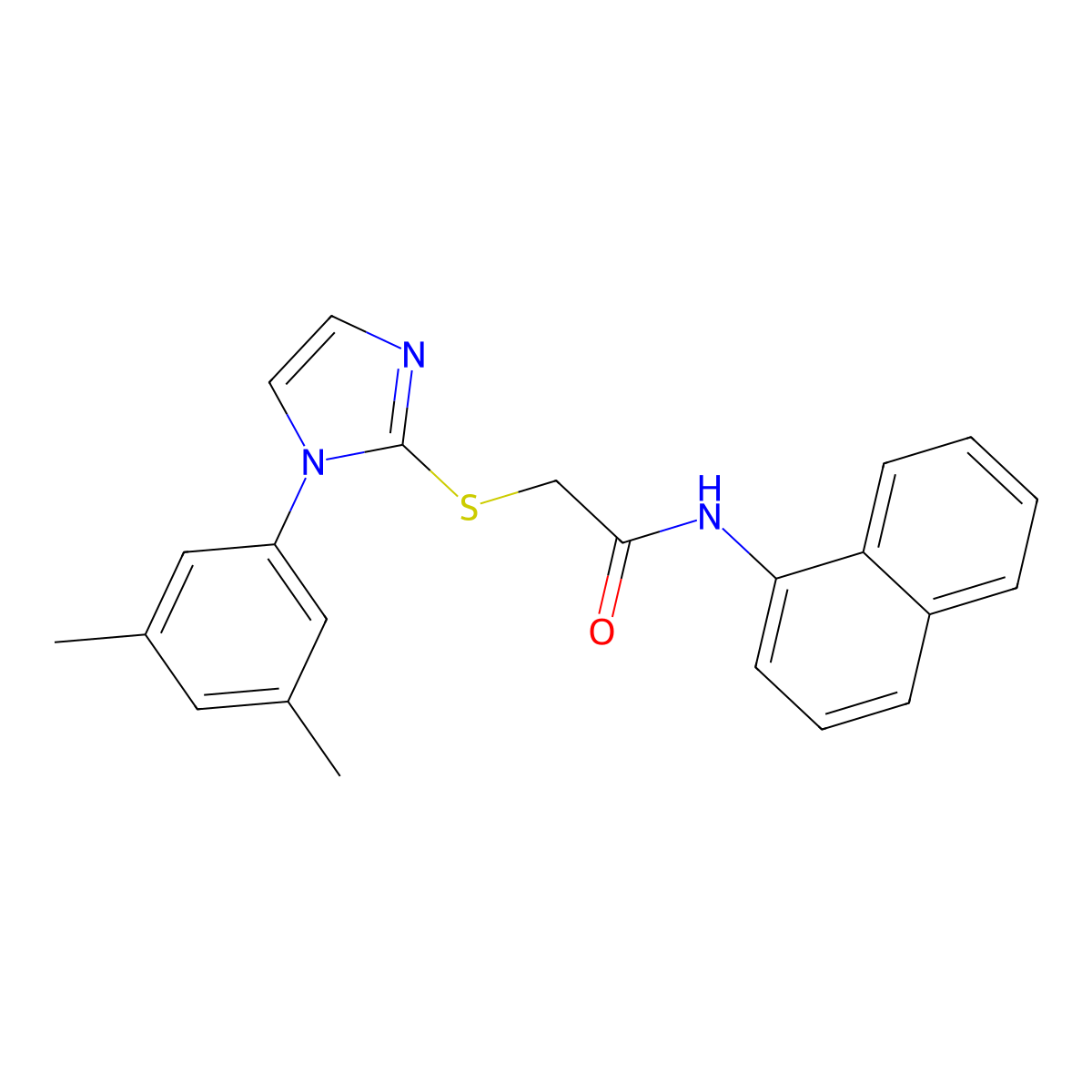 2-[1-(3,5-dimethylphenyl)imidazol-2-yl]sulfanyl-N-naphthalen-1-ylacetamide molecular structure, CAS 851132-16-6