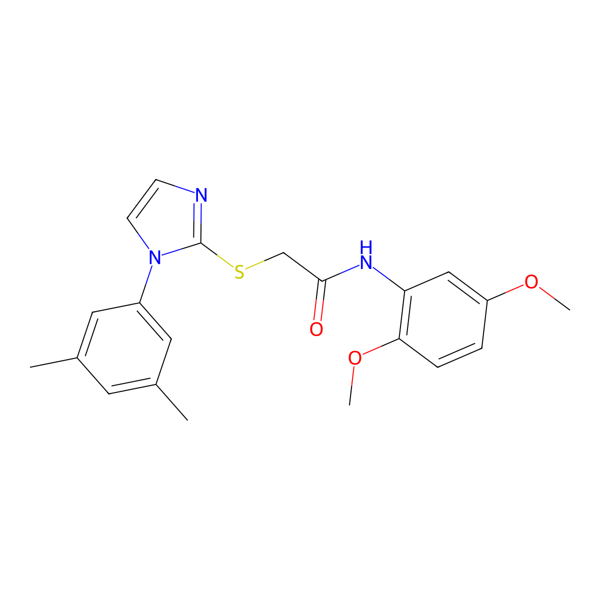 N-(2,5-dimethoxyphenyl)-2-((1-(3,5-dimethylphenyl)-1H-imidazol-2-yl)thio)acetamide molecular structure, CAS 851132-19-9
