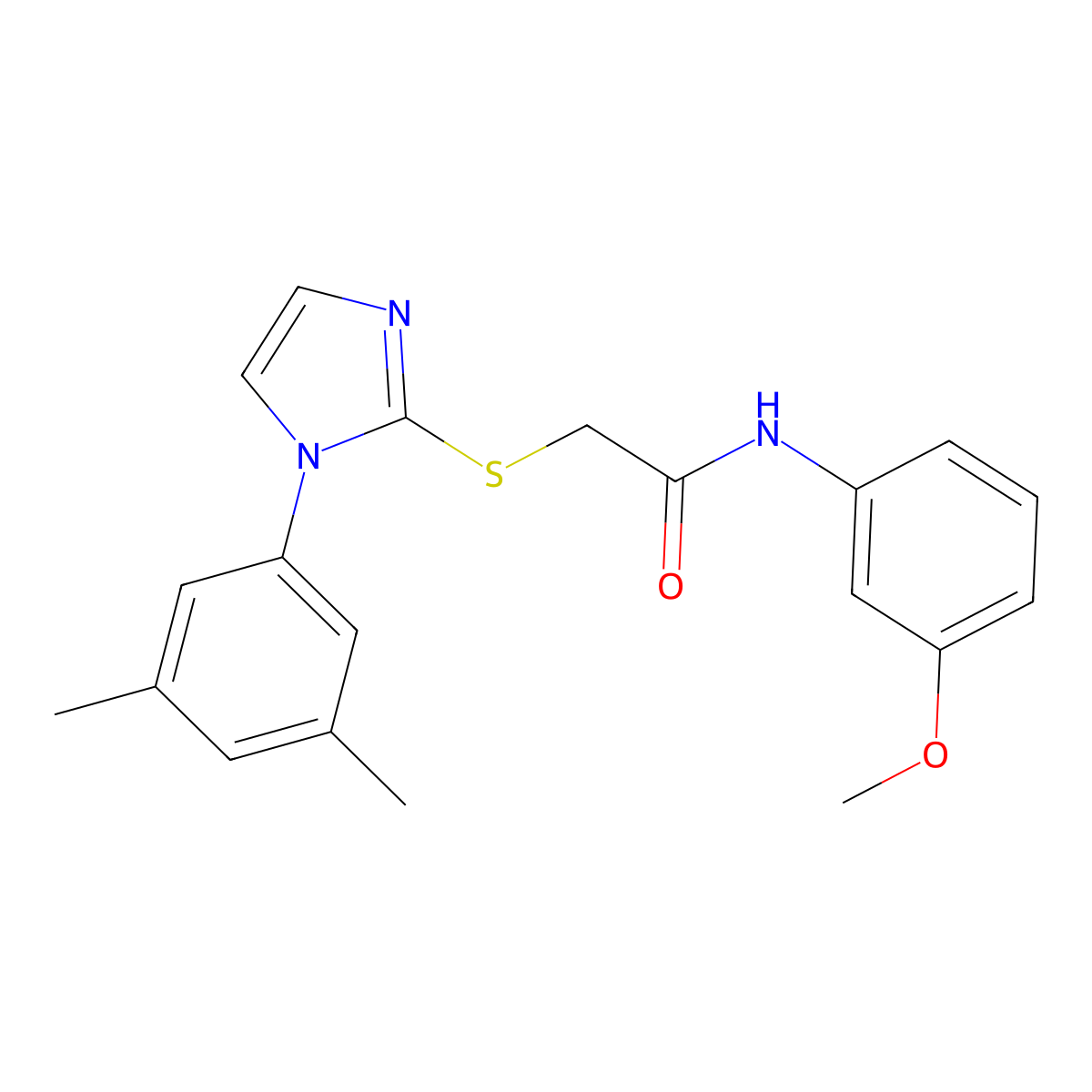 2-[1-(3,5-dimethylphenyl)imidazol-2-yl]sulfanyl-N-(3-methoxyphenyl)acetamide molecular structure, CAS 851132-20-2