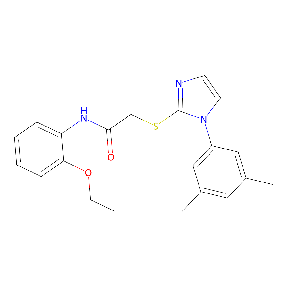 2-((1-(3,5-dimethylphenyl)-1H-imidazol-2-yl)thio)-N-(2-ethoxyphenyl)acetamide molecular structure, CAS 851132-22-4