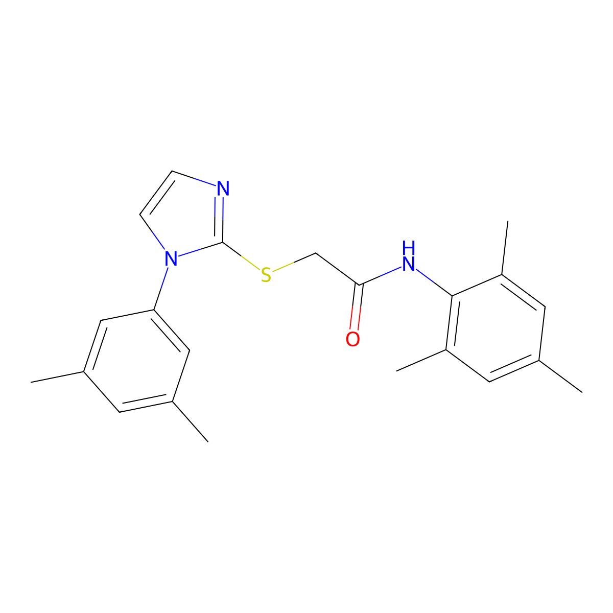2-((1-(3,5-dimethylphenyl)-1H-imidazol-2-yl)thio)-N-mesitylacetamide molecular structure, CAS 851132-24-6