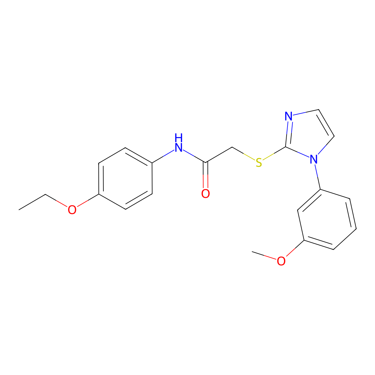 N-(4-ethoxyphenyl)-2-((1-(3-methoxyphenyl)-1H-imidazol-2-yl)thio)acetamide molecular structure, CAS 851132-30-4