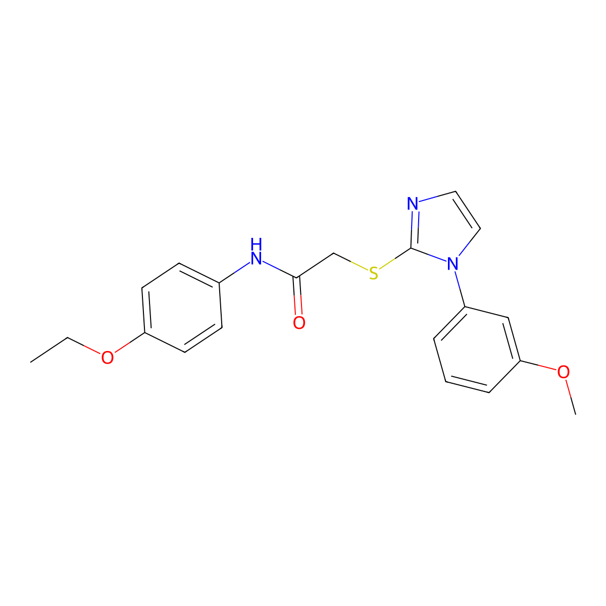 N-(4-ethoxyphenyl)-2-((1-(3-methoxyphenyl)-1H-imidazol-2-yl)thio)acetamide molecular structure, CAS 851132-30-4