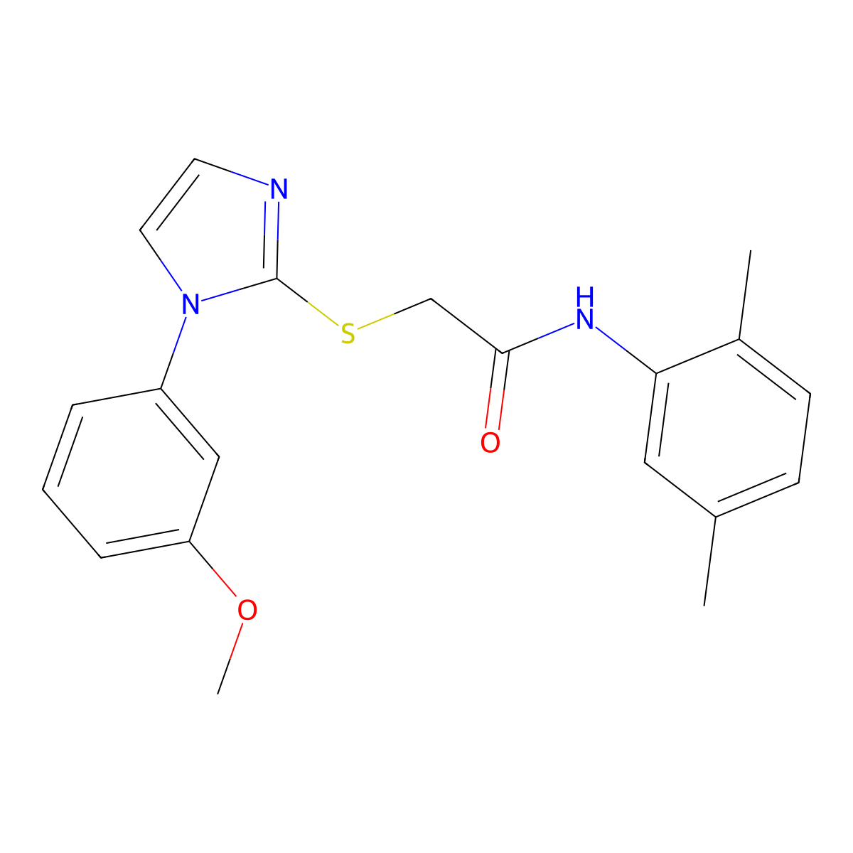 N-(2,5-dimethylphenyl)-2-[1-(3-methoxyphenyl)imidazol-2-yl]sulfanylacetamide molecular structure, CAS 851132-31-5