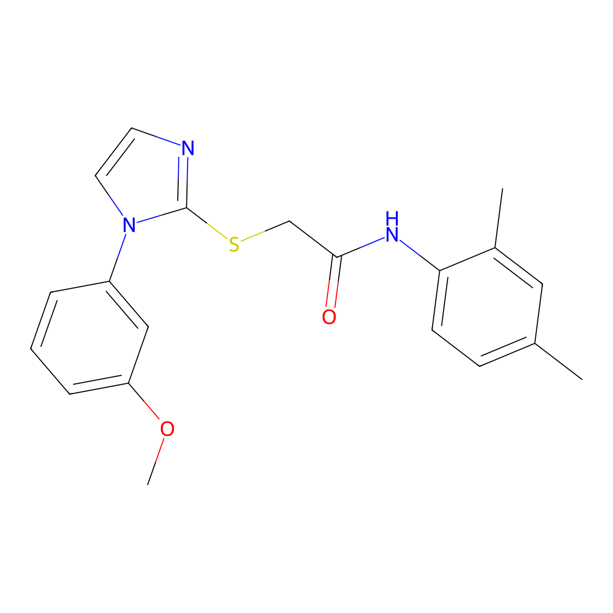 N-(2,4-dimethylphenyl)-2-((1-(3-methoxyphenyl)-1H-imidazol-2-yl)thio)acetamide molecular structure, CAS 851132-32-6
