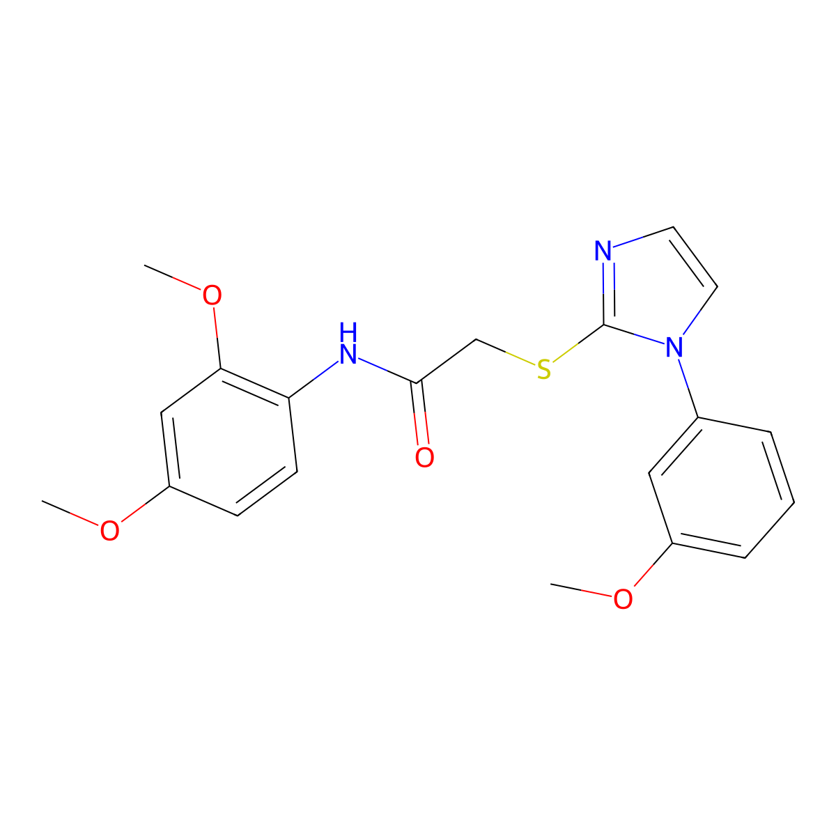 N-(2,4-dimethoxyphenyl)-2-[1-(3-methoxyphenyl)imidazol-2-yl]sulfanylacetamide molecular structure, CAS 851132-33-7