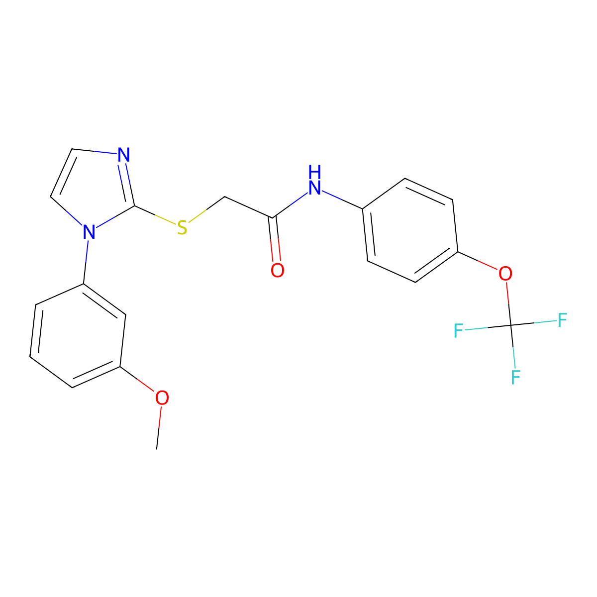 2-[1-(3-methoxyphenyl)imidazol-2-yl]sulfanyl-N-[4-(trifluoromethoxy)phenyl]acetamide molecular structure, CAS 851132-34-8