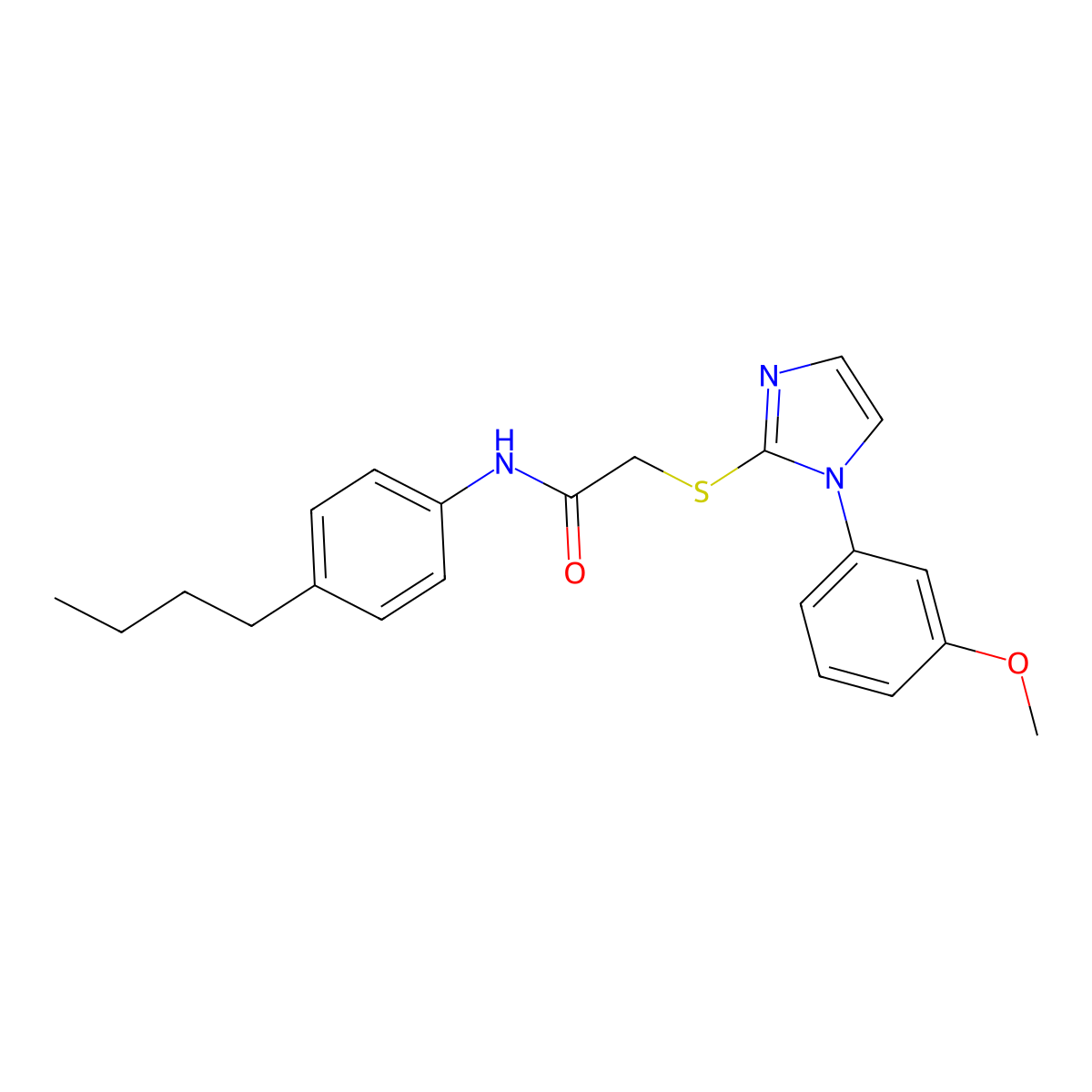 N-(4-butylphenyl)-2-[1-(3-methoxyphenyl)imidazol-2-yl]sulfanylacetamide molecular structure, CAS 851132-40-6
