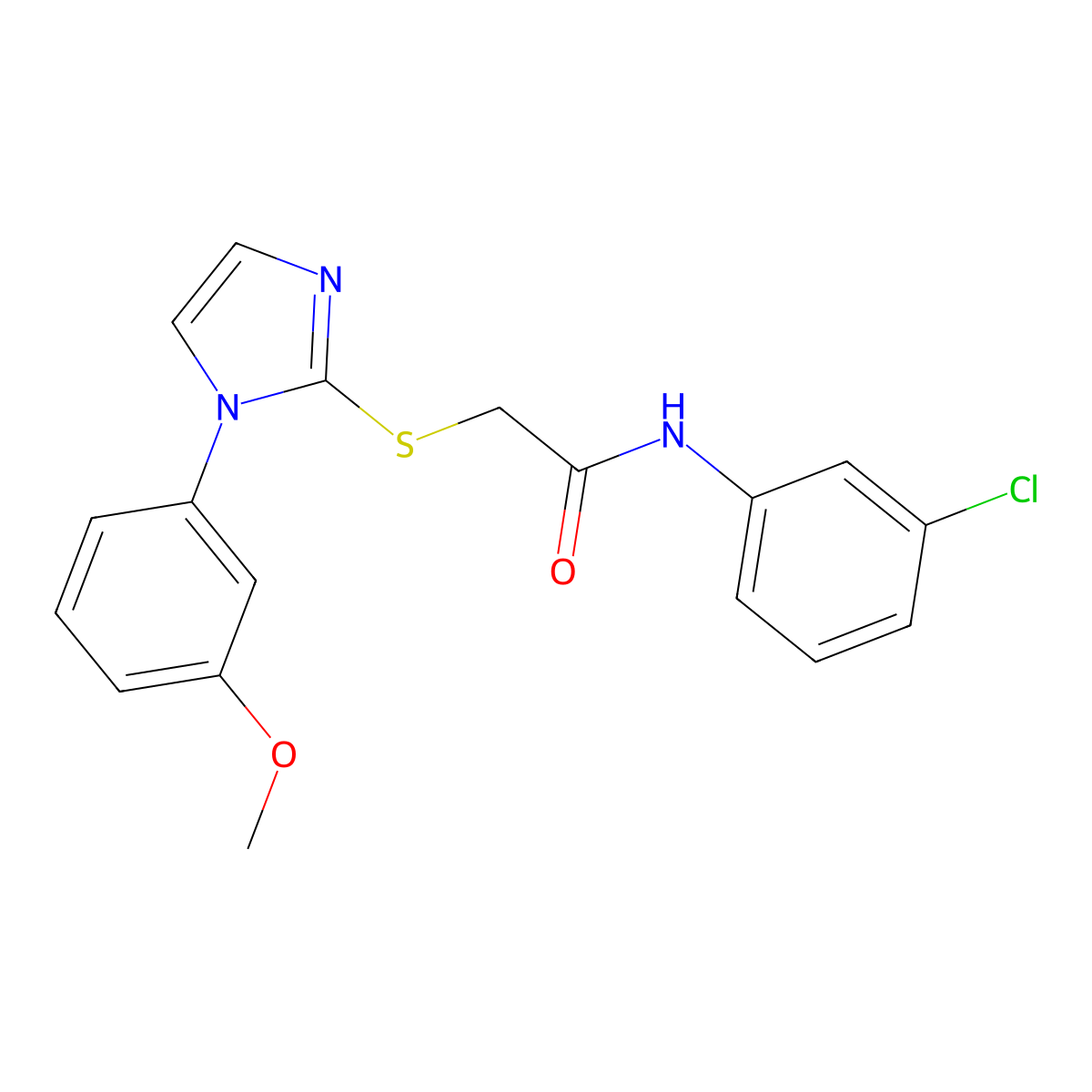 N-(3-chlorophenyl)-2-[1-(3-methoxyphenyl)imidazol-2-yl]sulfanylacetamide molecular structure, CAS 851132-42-8
