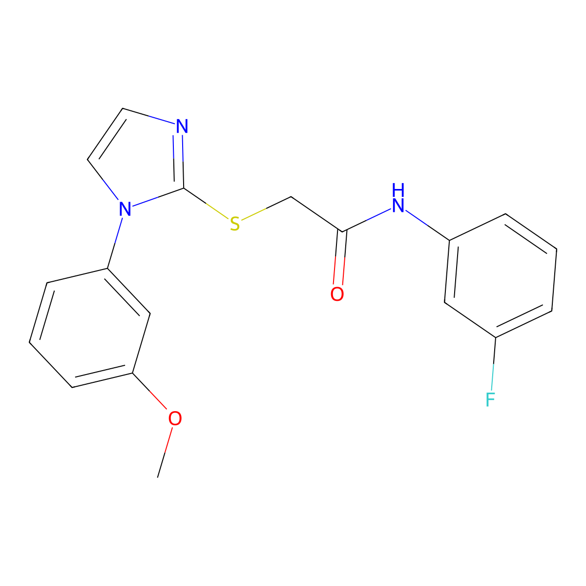 N-(3-fluorophenyl)-2-{[1-(3-methoxyphenyl)-1H-imidazol-2-yl]sulfanyl}acetamide molecular structure, CAS 851132-43-9