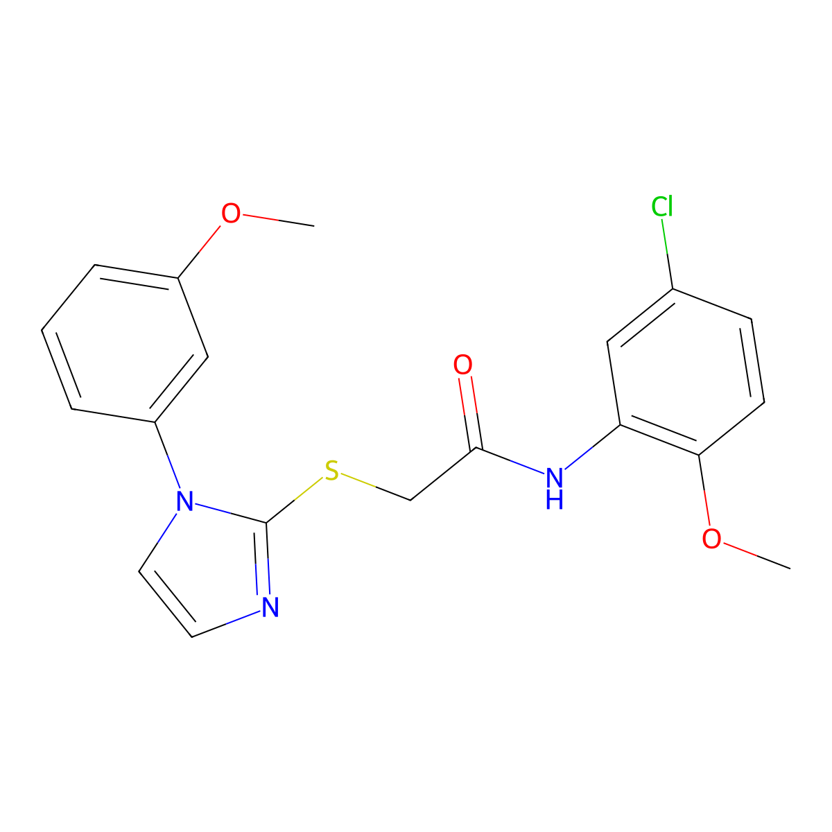 N-(5-chloro-2-methoxyphenyl)-2-[1-(3-methoxyphenyl)imidazol-2-yl]sulfanylacetamide molecular structure, CAS 851132-45-1