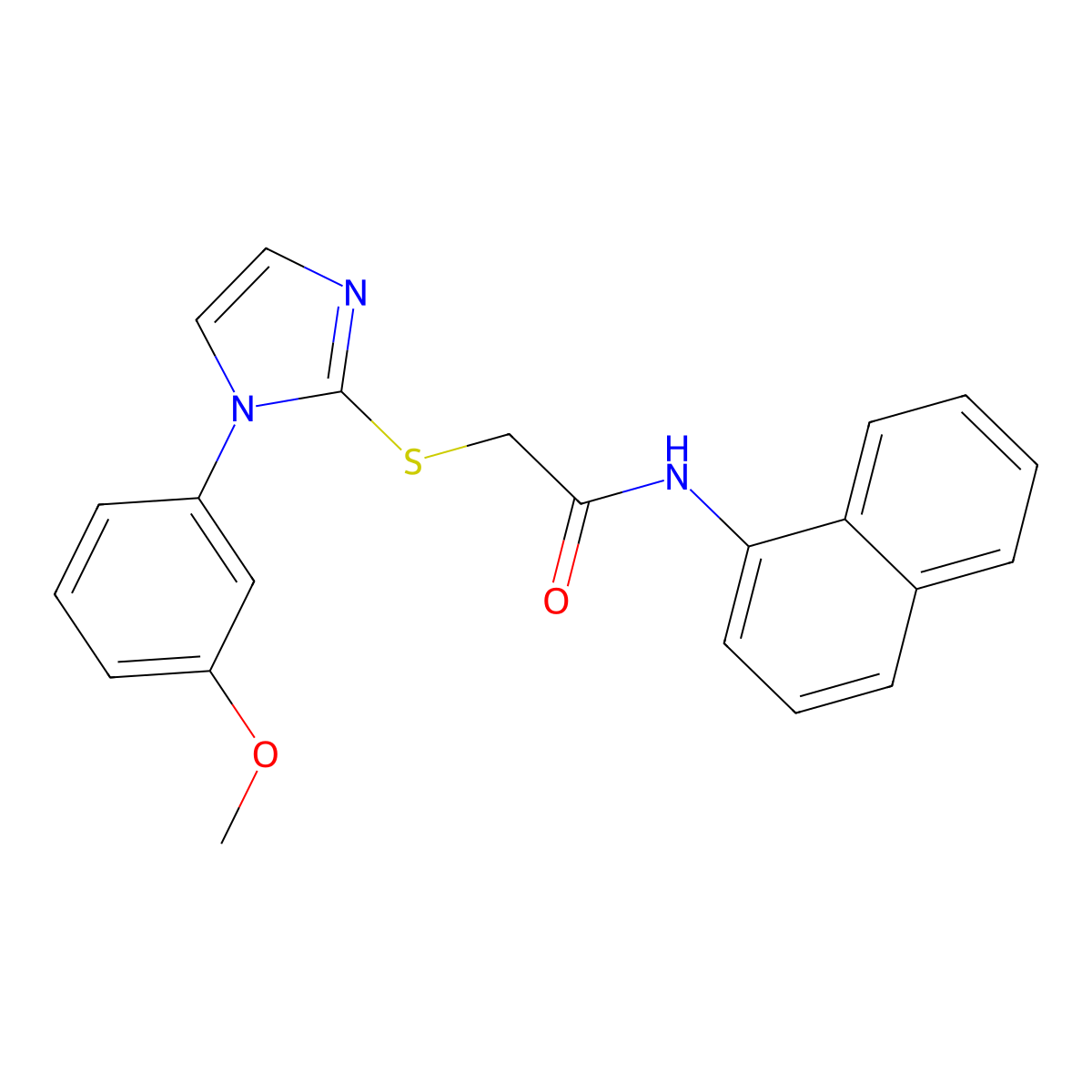 2-((1-(3-methoxyphenyl)-1H-imidazol-2-yl)thio)-N-(naphthalen-1-yl)acetamide molecular structure, CAS 851132-46-2