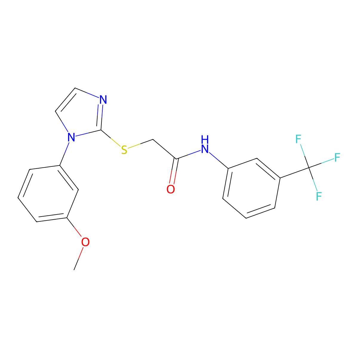 2-[1-(3-methoxyphenyl)imidazol-2-yl]sulfanyl-N-[3-(trifluoromethyl)phenyl]acetamide molecular structure, CAS 851132-50-8