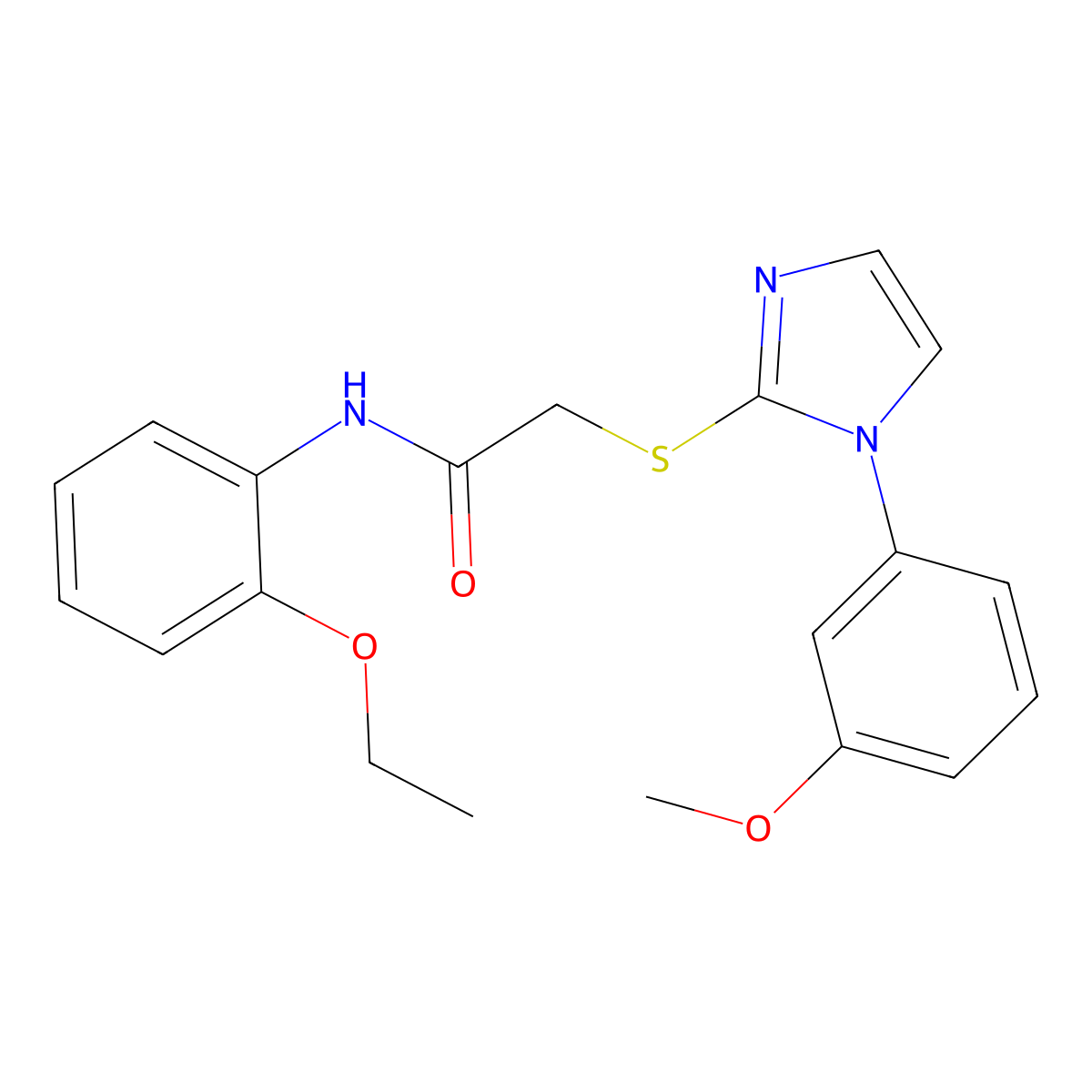 N-(2-ethoxyphenyl)-2-[1-(3-methoxyphenyl)imidazol-2-yl]sulfanylacetamide molecular structure, CAS 851132-54-2