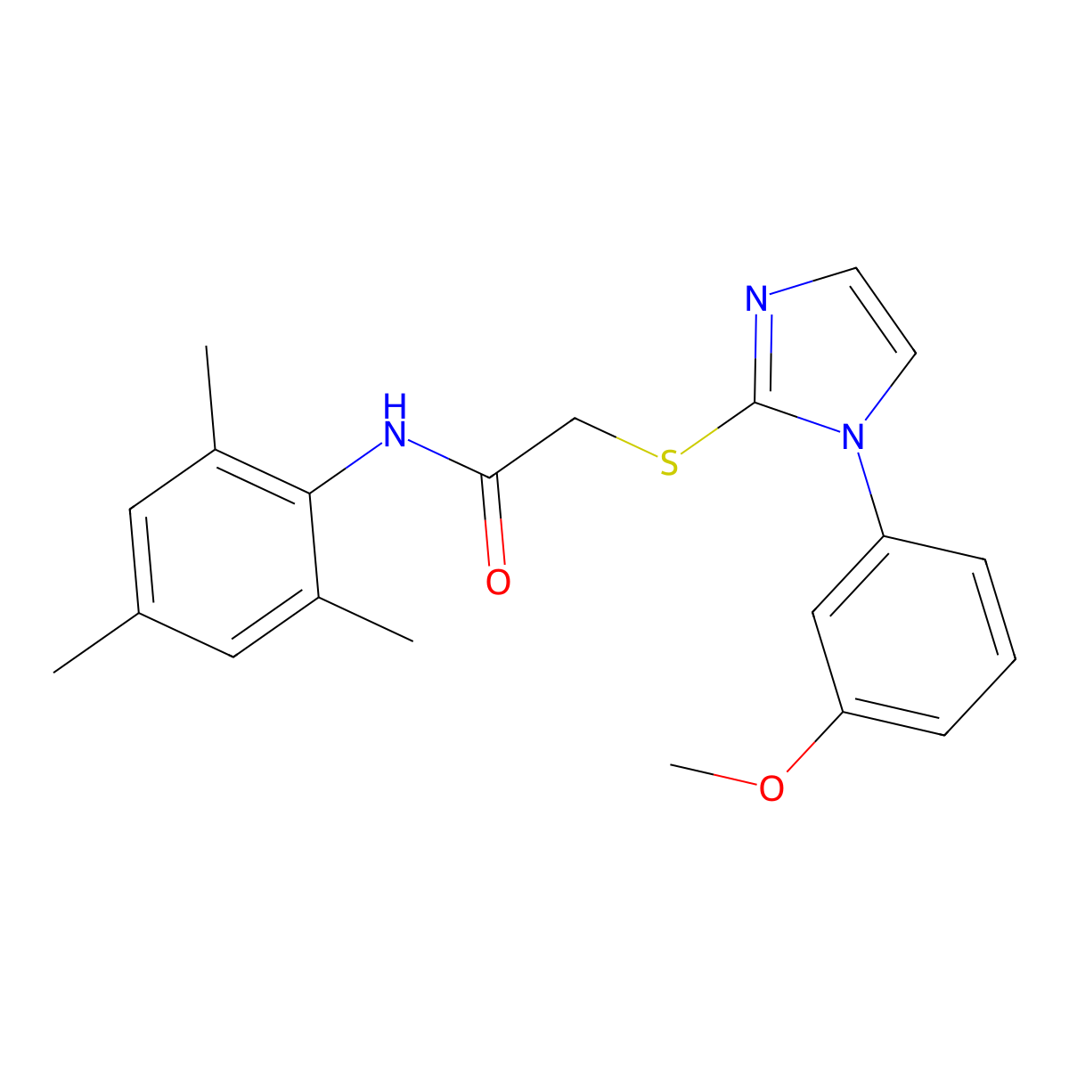 N-mesityl-2-((1-(3-methoxyphenyl)-1H-imidazol-2-yl)thio)acetamide molecular structure, CAS 851132-56-4