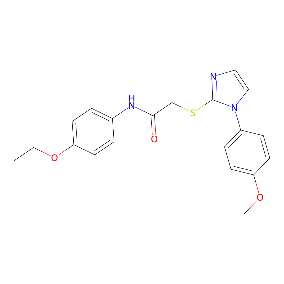 N-(4-ethoxyphenyl)-2-((1-(4-methoxyphenyl)-1H-imidazol-2-yl)thio)acetamide molecular structure, CAS 851132-58-6