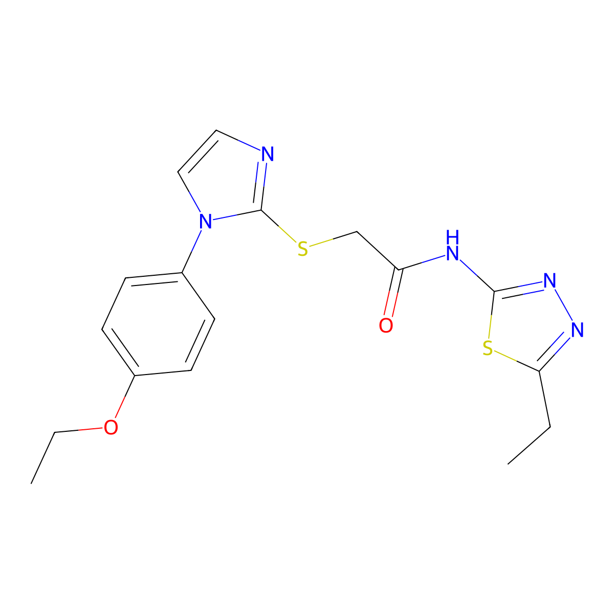 2-((1-(4-ethoxyphenyl)-1H-imidazol-2-yl)thio)-N-(5-ethyl-1,3,4-thiadiazol-2-yl)acetamide molecular structure, CAS 851132-63-3