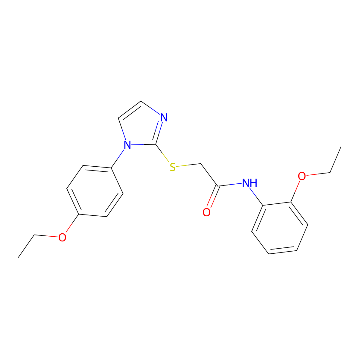 N-(2-ethoxyphenyl)-2-((1-(4-ethoxyphenyl)-1H-imidazol-2-yl)thio)acetamide molecular structure, CAS 851132-66-6