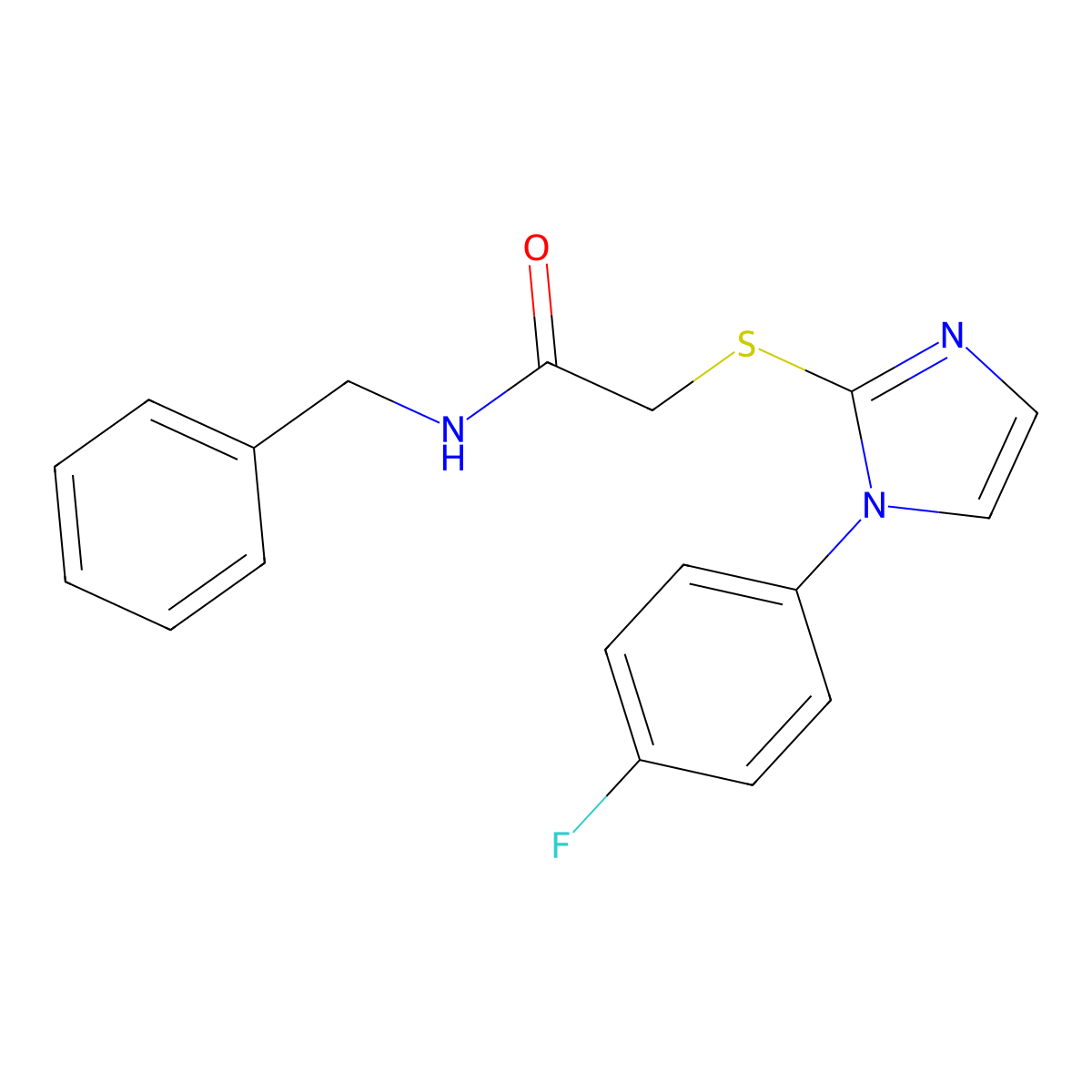 N-benzyl-2-((1-(4-fluorophenyl)-1H-imidazol-2-yl)thio)acetamide molecular structure, CAS 851132-73-5