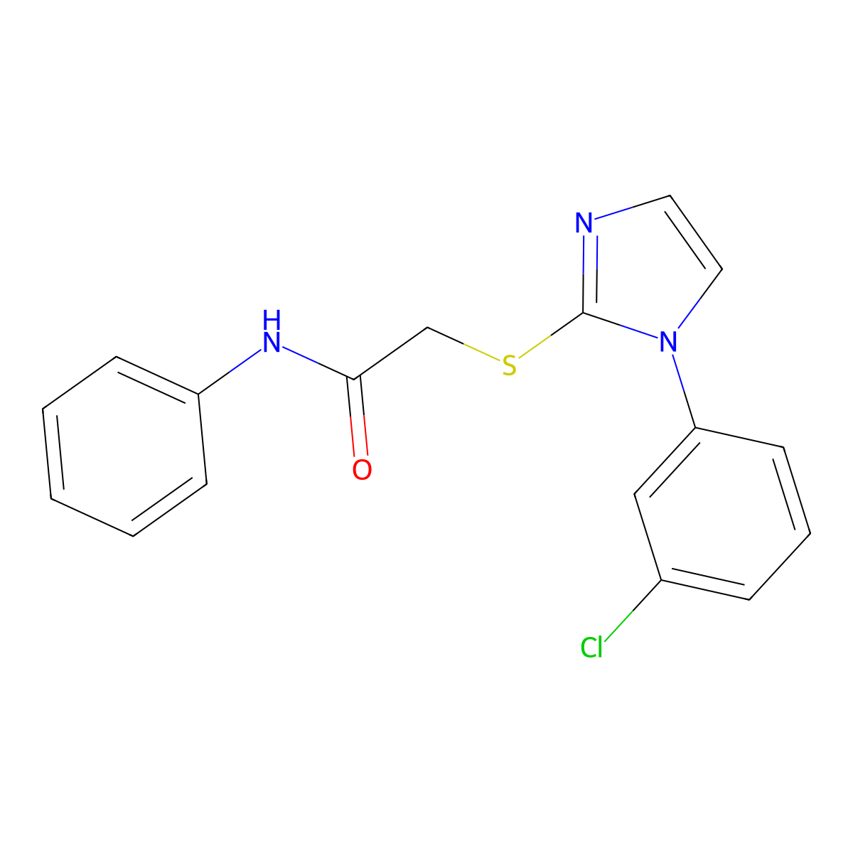2-((1-(3-chlorophenyl)-1H-imidazol-2-yl)thio)-N-phenylacetamide molecular structure, CAS 851132-81-5