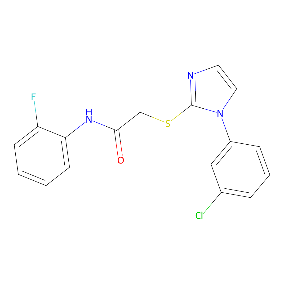 2-{[1-(3-chlorophenyl)-1H-imidazol-2-yl]sulfanyl}-N-(2-fluorophenyl)acetamide molecular structure, CAS 851132-85-9