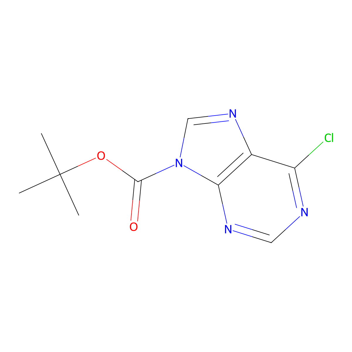 tert-butyl 6-chloro-9H-purine-9-carboxylate molecular structure, CAS 851165-38-3