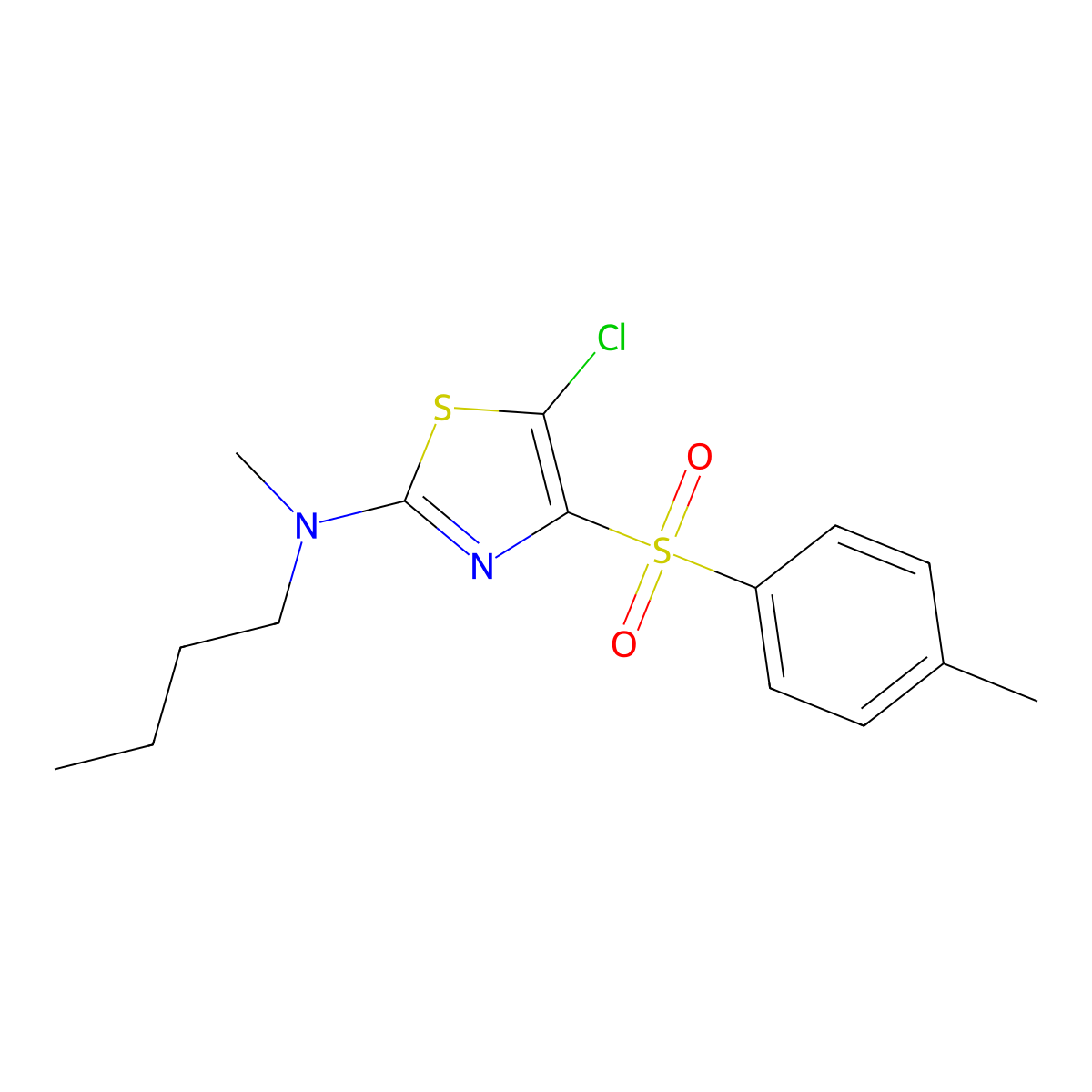 N-butyl-5-chloro-N-methyl-4-tosylthiazol-2-amine molecular structure, CAS 851168-69-9