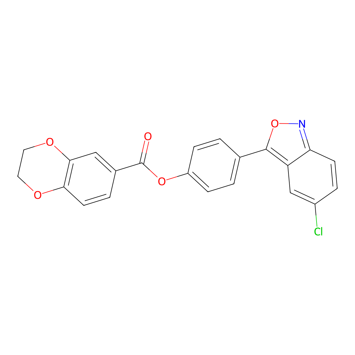 4-(5-Chloro-2,1-benzoxazol-3-yl)phenyl 2,3-dihydro-1,4-benzodioxine-6-carboxylate molecular structure, CAS 851168-96-2